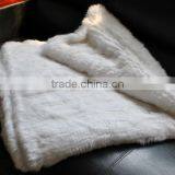 YR596A 145*140CM Real Knitted Rabbit Fur Home Blankets thumbnail-3