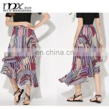 Latest design 2016 summer women asymmetric chiffon skirt pictures of long