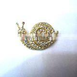 Gold Metal Crystal Snail Brooch thumbnail-1