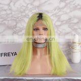 2018 Fashion Green Color With Dark Roots Full Lace Wig Brazilian Human Hair thumbnail-1
