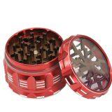 D63mm& H48 mm Aluminium Alloy Flash Logo Cigar Grinder 4-layer Plat Sounder Smoke Grinder as Colorful Cigar Crushing Metal Accessory With White Edge for Tobacco,smoke,cigarette thumbnail-3