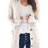 Hot Casual Solid Color Twist Button Jacket Cardigan Sweater For Women thumbnail-4