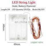Led String Light Silver/ Copper Wire 3AA Battery Christmas Light For Holiday Decoration thumbnail-6