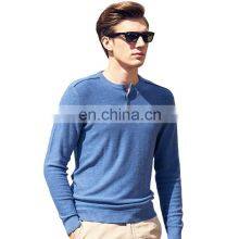 Merino Wool Cashmere Blend Knitted Mens Henley Sweater Shirt thumbnail-2