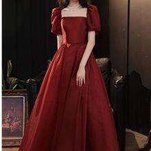 Toasting Dress Bride 2021 New Red Wedding Dress Little Pregnant Woman Engagement on the Run Princess Evening Dress thumbnail-4
