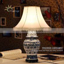 Chinese Traditional Blue White Ceramic Ginger Jar Table Lamps for Living Room thumbnail-2