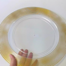 Golden Round Edge Clear Plastic Table Charger Plates Wedding Wholesale Festival Supplies Dinner Plate thumbnail-5