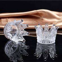 Durable Clear Glass Candlesticks Creative Cute Crystal Crown Ashtray Candle Holders For Christmas Party Home Decoration thumbnail-5