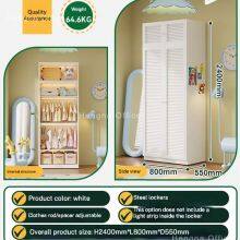 Fluted Steel Wardrobe Cabinet SW-CN769 – Exquisite Metal Handles & Adjustable Feet | Easy Assembly for Rental & Student Housing-Life Long Service thumbnail-3
