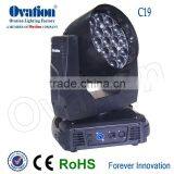Ultra-quiet Cheap 19pcs 12W RGBW 4-IN-1 Moving Head Wash Zoom