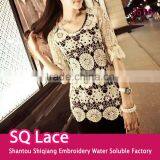 Ladies TOPS Hot Cotton Embroidery Lace Fabric Vest for Women Three Quarter Sleeve thumbnail-1
