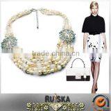 Stick Shaped Crystal Charm Beaded Bib Necklace thumbnail-1