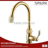 Luxury brass gold color kitchen sink faucet single hole mixer