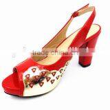 Latest Mix Color High Class Middle Heel Slingback Sandals With Net thumbnail-4