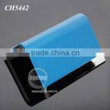 High Quality Box Packing Lichee Pattern Blue Leather Flannelette Lining Stainless Steel Metal Novelty Leather Credit Card Holder thumbnail-5