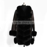 leather jacket with fox fur trim / sheep leather fur coat