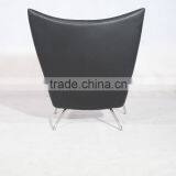 Hans Wegner Leather High Wingback Chair Wing Lounge Chair With Footrest Supplier's Choice thumbnail-5