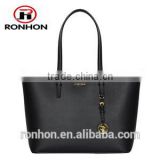 Lady Tote PU Leather Bag with Golden Metal Ornamental