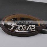 Beautiful Genuine Leather Bracelet With Stainless Steel Love Charm(GB10287) thumbnail-1