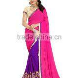 New Pink and Blue Color Weightless Saree thumbnail-1