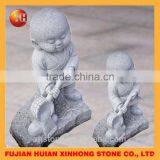 Double Lovely Little Monk Stone Statue Played the Flute thumbnail-3