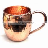 AMAZON BEST SELLING FDA APPROVED 470 ML 100% PURE COPPER BARREL HAMMERED MOSCOW MULE MUG