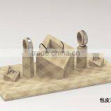 Fashion Design Earring Ring Necklace Display Stand Custom Leather Jewelry Display Set thumbnail-2