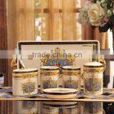 Royal Elegant European Style Golden Ceramic Bathroom Accessory Set in 6 Pcs, Classic Bathroom Set Cup, Dispenser BF12-03254c thumbnail-6