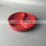 Red Color Round 3 Compartment Dinner Melamine Likely Ceramic Divided Plate for Kids Nutrition Balance thumbnail-1
