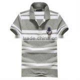 Cotton/polyester Pique Gray/white Stripe Polo Shirts for Man, Men's Polo Shirt Wth Yarn-dyed Stripe thumbnail-1