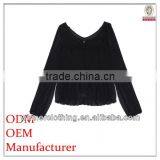Hot Selling Modern Unique High Quality Deep Collar Crepe Chiffon Blouses Long Sleeve Butterfly Blouse thumbnail-1