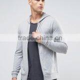 Custom With Hood Grey Men's 67% Polyester 29% Cotton 4% Elastane Lightweight Casual Slim Fit Breathable Zipper Hoodies thumbnail-1