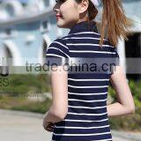 Wholesale 100% Cotton Stripe Printing Women's Polo Shirt thumbnail-4