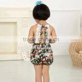 New Arrival Baby Cute Design Girls Satin Floral Lace Backless Sling Cotton Jumpsuit Romper For Kids thumbnail-2