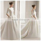 Cinderella Real Sample Train Satin Wedding Dress With Sleeves thumbnail-1