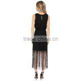 Ladies New Model Dress & Ladies Fashion Lace Dresses Black With Tassel thumbnail-2