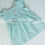 Wholesale Baby Girl Summer Dresses Children Seersucker Ruffle Sleeve Design Wear Lace Dress thumbnail-2