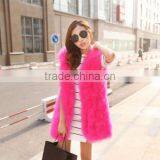 2015 New Long Style Girls V Neck Fire Chicken Feather Vest and Turkey Feathers Gilet thumbnail-5