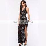 New Arrival Deep V Neck Maxi Long Dress Split Lace Sexy Dresses Women's Evening Dress for OEM 2016 thumbnail-2