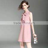 Dresses 2017 Summer High Grade V-neck Slim Sleeveless Elegant Lotus Leaf Swing Design Daily Dress for Women thumbnail-2