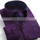 Black Dot Placket Purple Solid Color One Chest Pocket Yiwu Direct Production OEM Shirt Manufacturer thumbnail-1