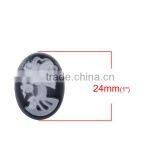 Resin Cameo Embellishments Oval Black & White Skeleton Skull Pattern thumbnail-2