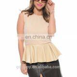 Felling Pretty Peplum Top Beige Ladies Casual Clothes For Summer thumbnail-3