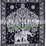 Tapestry Queen Size Black And White Tapestry Tree Elephant With Border Indian Mandala Hippy Bohemian thumbnail-2