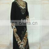 Exquiaite Leopard Print Dubai Black Abaya Fancy Dress Moroccan Style Abaya thumbnail-5