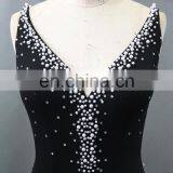 2016 Black Bead V Neck Side Split Sexu Back Open Evening Dress thumbnail-4