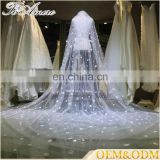 China custom wholesale flowers beading long bridal veils wedding bridal veils