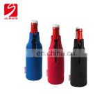 Christmas neoprene portable beer bottle cooler with stitching edge