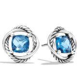 Sterling Silver Jewelry 7mm Infinity Earrings with Hampton Blue Topaz(E-117)