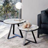 Solid Surface White Marble Coffee Table Convertible Coffee Table to Dining Tables for Furniture thumbnail-5